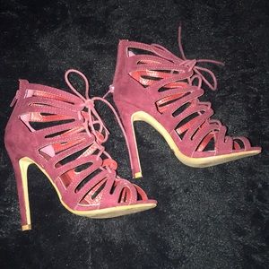 Lace up high heels